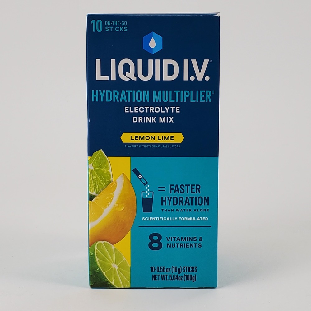 Liquid I.V. Hydration Multiplier Electrolyte Drink Mix Lemon Lime 10‎ Sticks Box
